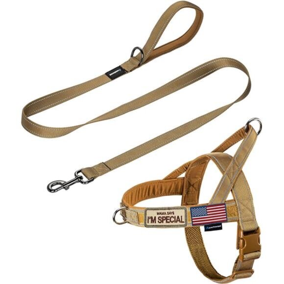 No Pull Dog Harness with Padded Handle+5 Ft Leash,Reflective Strip Escape Proof - Picture 1 of 7
